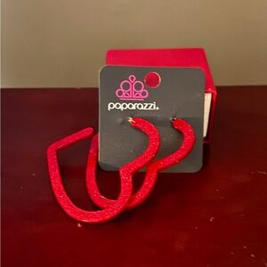 Paparazzi red heart hoop earrings - NEW!